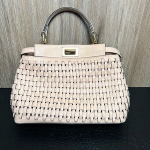 Fendi Pink Woven Leather Satchel
